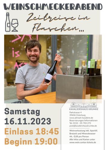 Tickets für WEINSCHMECKERABEND | Zeitreise in Flaschen am 16.11.2024 - Karten kaufen